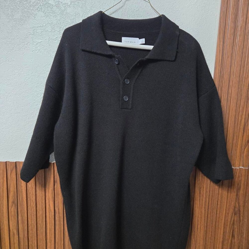 Topman Men's Black and Grey Polo-shirts